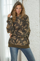 Printed Fleece Hoodie - Charcoal Floral Mix