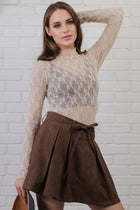 High Neck Lace Top - Champagne