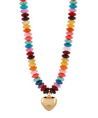Beaded Heart Pendant Necklace - 3 Colors