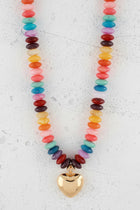 Beaded Heart Pendant Necklace - 3 Colors