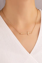 Hammered Sideways Cross Necklace - 2 Colors
