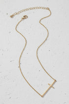 Hammered Sideways Cross Necklace - 2 Colors