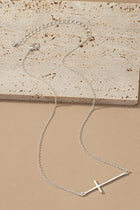 Hammered Sideways Cross Necklace - 2 Colors