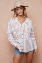 Double V-Neck Button Front Top