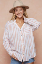 Double V-Neck Button Front Top