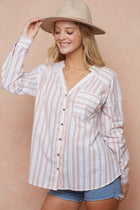 Double V-Neck Button Front Top