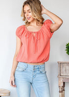 Bubble Sleeve Gauze Top
