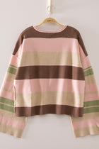 Multi Color Stripe Sweater - Pink