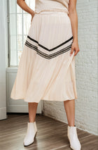 Geometric Detail Pleated Midi Skirt
