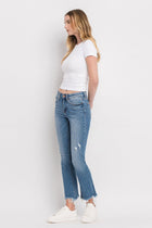 Emma Distressed Hem Ankle Bootcut Jeans