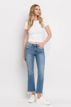Emma Distressed Hem Ankle Bootcut Jeans