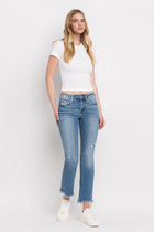 Emma Distressed Hem Ankle Bootcut Jeans