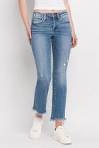 Emma Distressed Hem Ankle Bootcut Jeans