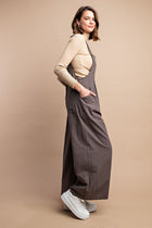 Pintuck Detail Overalls - Charcoal