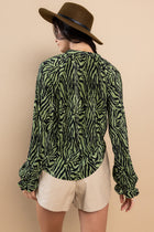 Wave Print Pleated Top