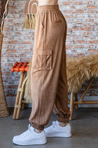Suede Cargo Joggers - Caramel