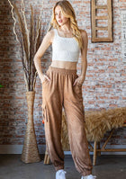 Suede Cargo Joggers - Caramel