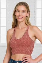 Fitted Ribbed Brami W/ Padding - Rust