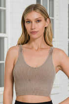 Fitted Ribbed Brami W/ Padding - Mocha