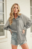 Gauzy Pin Stripe Button Down - Black