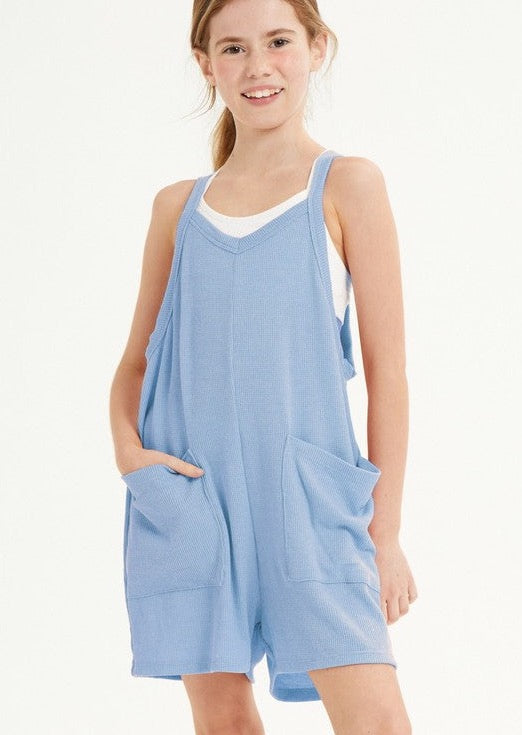 Girl's Kendall Thermal Romper - Blue