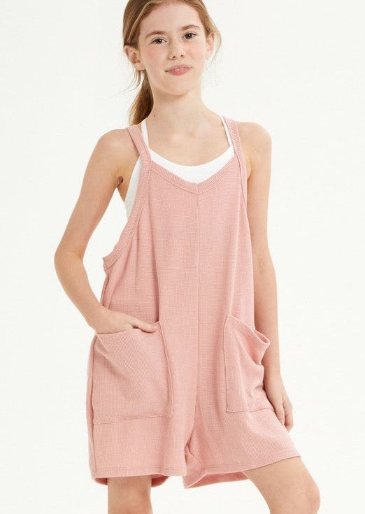 Girl's Kendall Thermal Romper - Dusty Pink