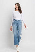 Evelyn High Rise Distressed Slim Wide Jeans