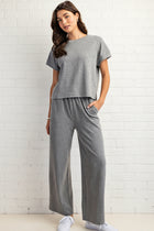 Wide Leg Elastic Waist Knit Pants