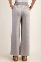 Wide Leg Elastic Waist Knit Pants - Taupe