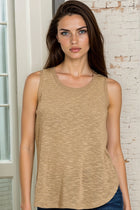 V-Neck Slub Tank - Light Camel