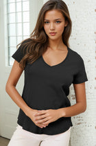 Slubby V-neck Tee - Black
