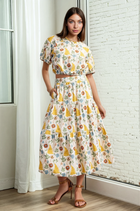 Floral Print Elastic Waist Skirt