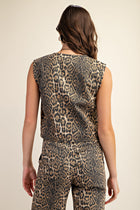 Leopard Print Tie Front Vest