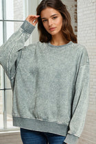 Acid Wash Fleece Pullover - Ash Jade