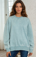 Acid Wash Fleece Pullover - Ash Blue