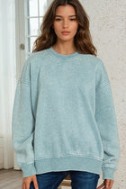 Acid Wash Fleece Pullover - Ash Blue