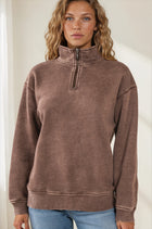 Full Length Acid Wash Pullover - Chocolate