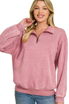 Full Length Acid Wash Pullover - Winter Rose