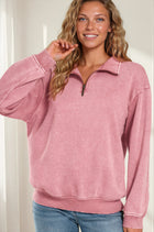 Full Length Acid Wash Pullover - Winter Rose