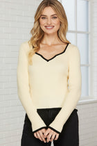 Sweetheart Neck Sweater - Cream