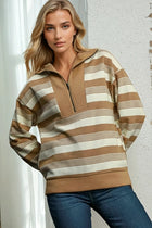 Striped Half Zip Top