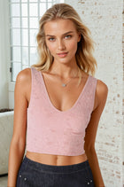Lace V-Neck Tank - Pearl Blush