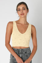 Lace V-Neck Tank - Butter Cream