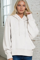 Oversized Kangaroo Pocket Hoodie - Bone