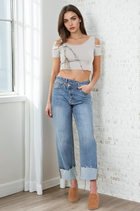 Ruthie Crossover Front Wide Cuff Jeans