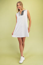 Collared Color Block Mini Dress