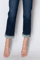 Jeni Tummy Control Cuffed Straight Leg Jeans - Dark Wash