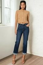 Jeni Tummy Control Cuffed Straight Leg Jeans - Dark Wash