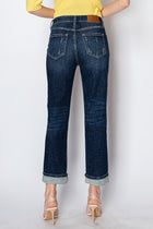 Jeni Tummy Control Cuffed Straight Leg Jeans - Dark Wash