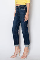 Jeni Tummy Control Cuffed Straight Leg Jeans - Dark Wash